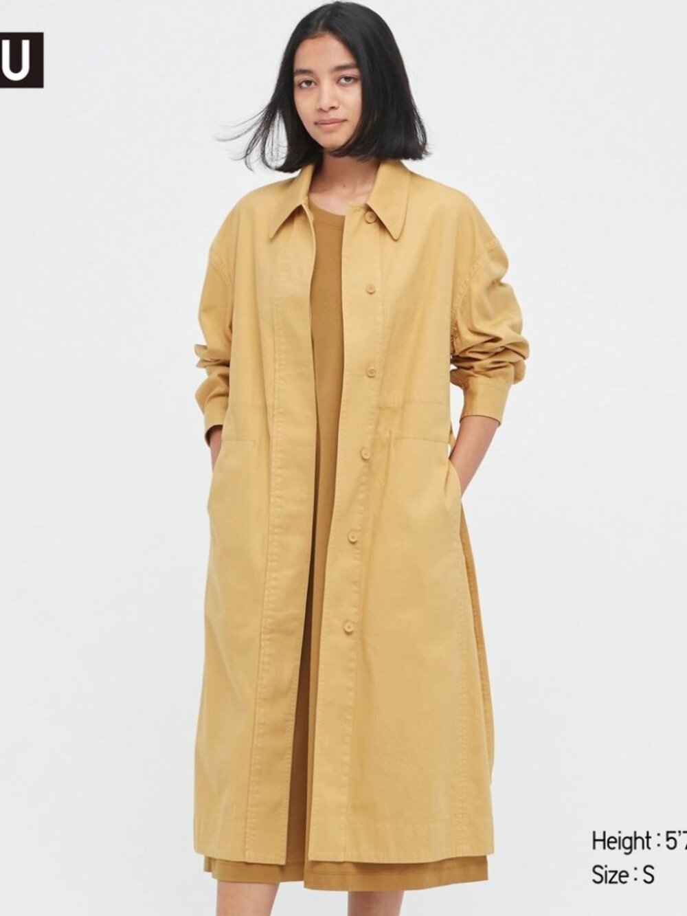 NWT Uniqlo U Shirt Coat / Trench Coat ~ Yellow ~ L ~